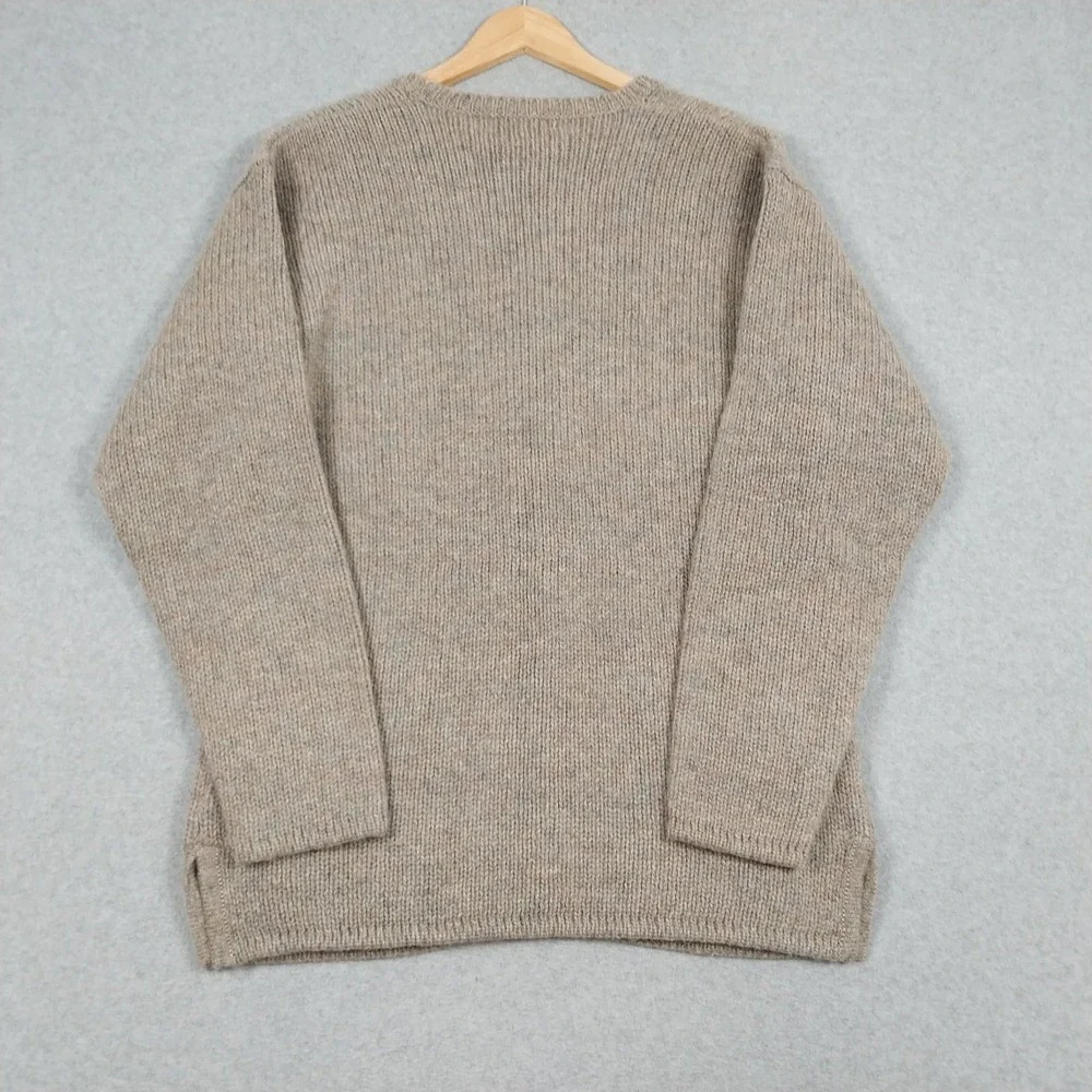 Vintage LL Bean Cardigan Womens Medium Biege Tan 100% Pure New Wool Cozy 90s